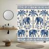 Boho Tropical Elephant Shower Curtain African Ethnic Indian Mandala Tribes Paisley Sacred Animal Unique Leaves Retro Aesthetic