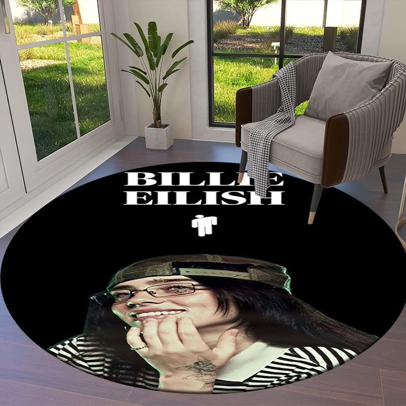 Billie Eilish Round Area Rug,Carpet Rug for Living Room Bedroom Sofa Playroom Decor,Non-slip Floor Mat