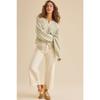 Women S Striped Crew Neck Loose Long Sleeve Knit Cardigan