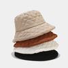 Autumn and winter bucket hat women's solid color down cotton warm and cold-proof fashion simple plaid light soft basin hat