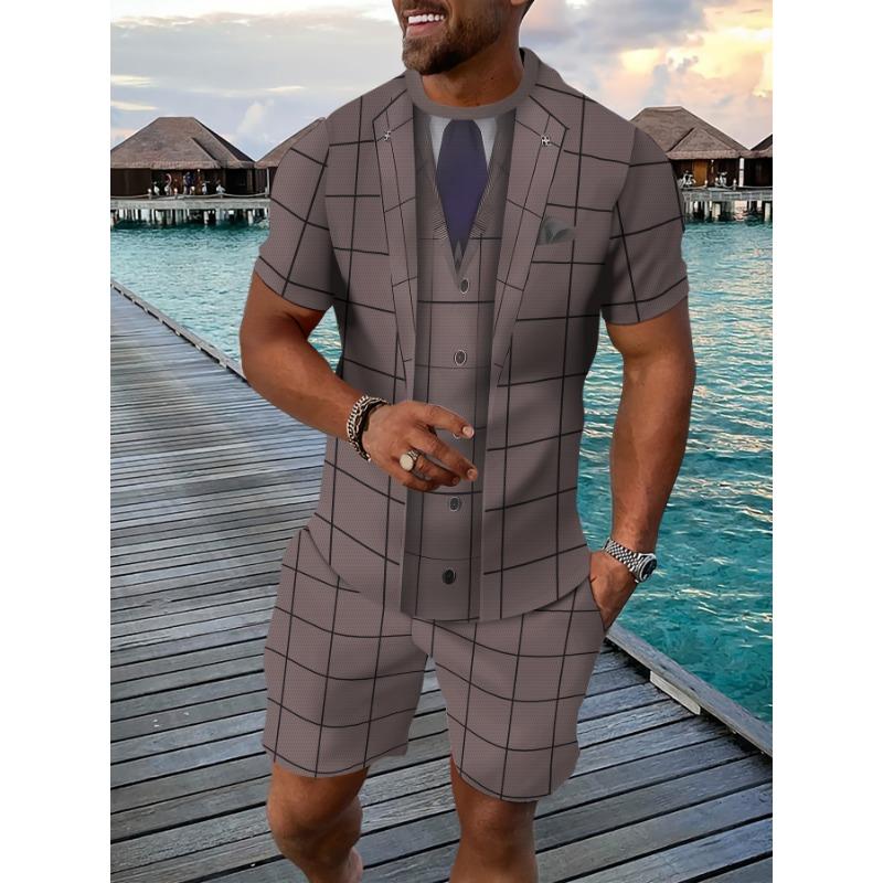 

Легкий мужской спортивный костюм с 3D-печатью, повседневный, дышащий, летний комплект из шорт и футболки для активного отдыха, гольфа, бега XL