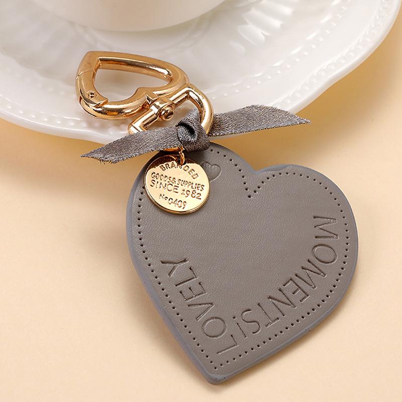 Women Leather Heart Keychain  Leather Heart Shape Keychain Car Key Holder Home Key Ring Charm Bag Car Pendant Gift