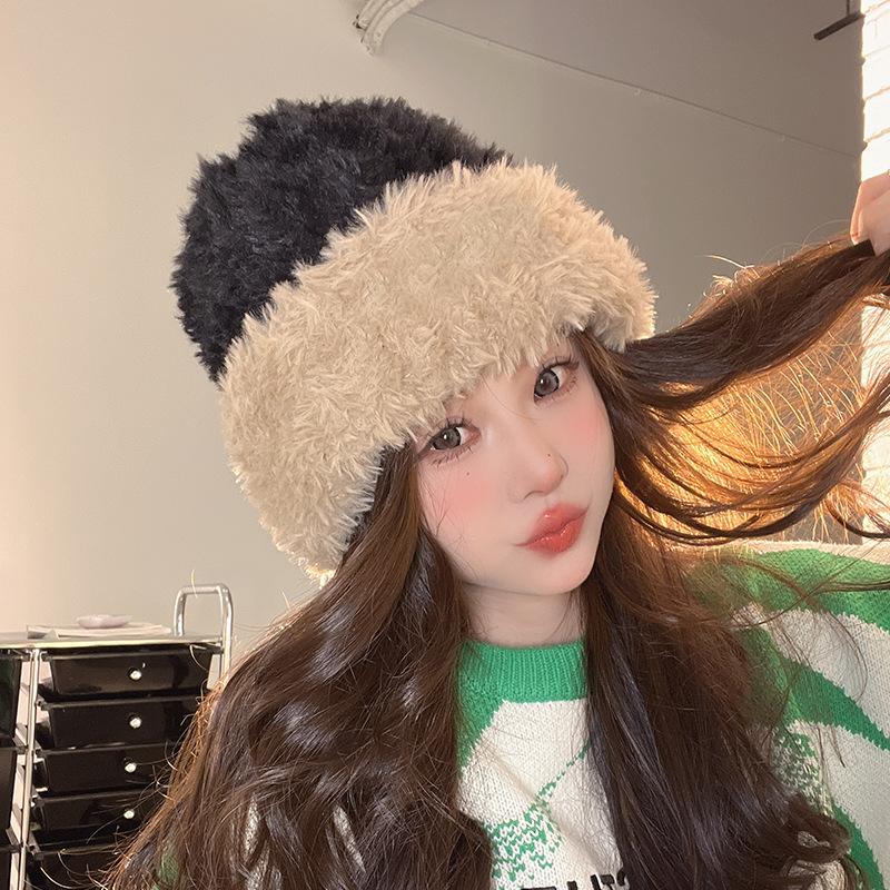 Cappello di Lana Carino con Orecchie d'Orso Giapponese per Donna in Autunno e Inverno Nuovo Caldo Cappello a Maglia che Mostra il Viso Protezione per Collo e Orecchie Cappello