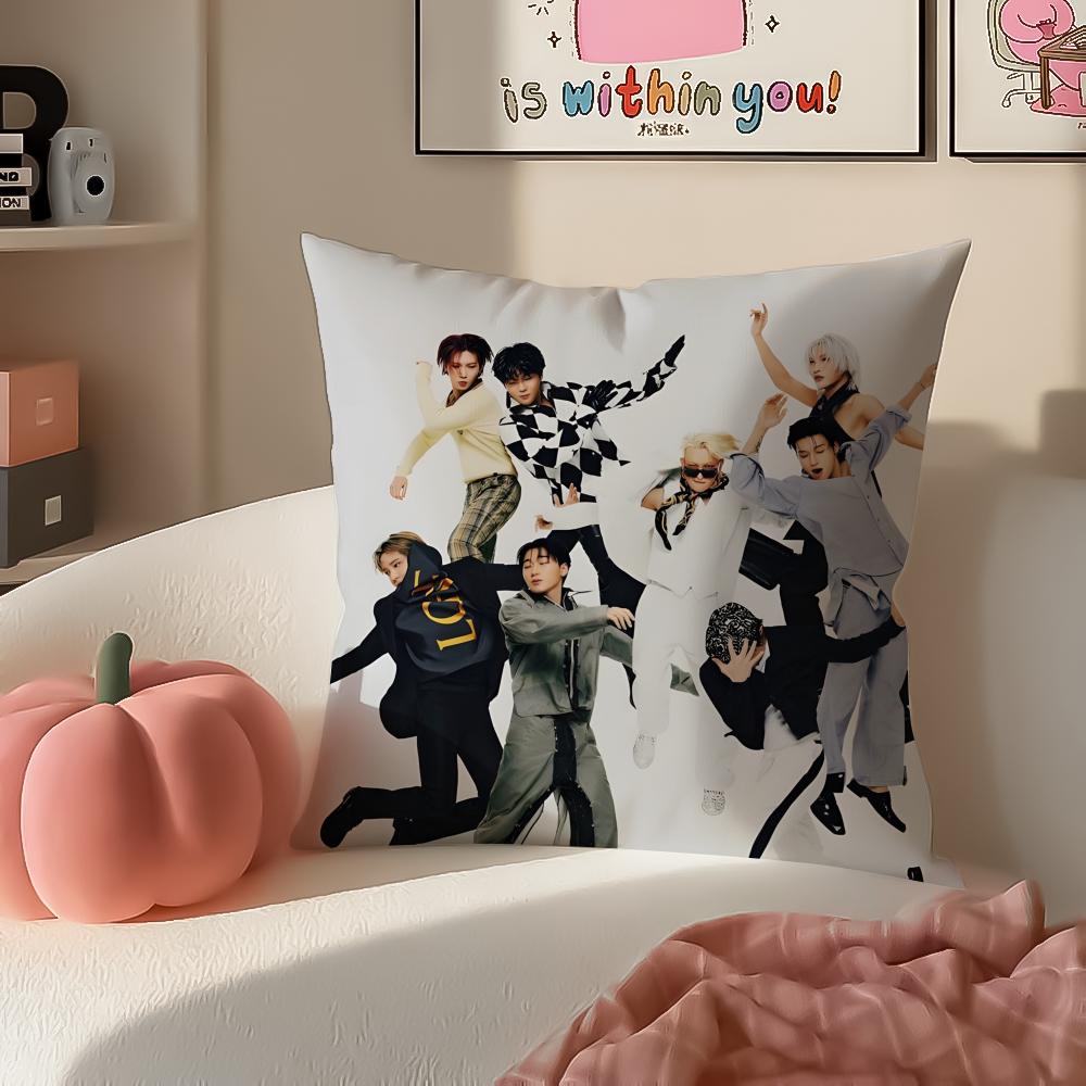 Band dynamic AATEEZ Cushion Cover Pillowcase Short Plush Invisible zipper Room Sofa Cushion Cover