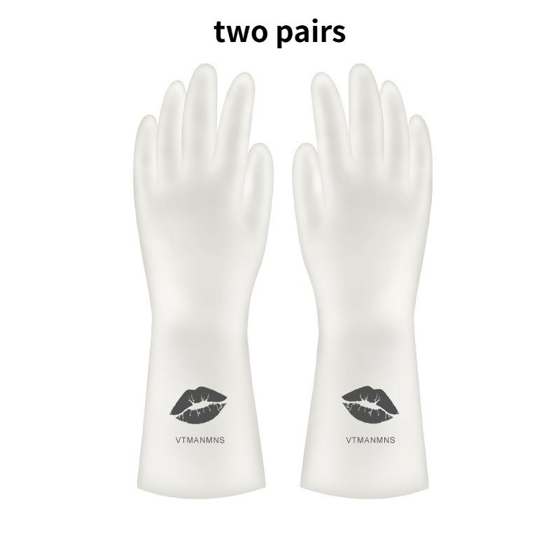 2 Pair Rubber Translucent Dishwashing Gloves Waterproof Kitchen Washing Clothes Washing Dish Plastic Cleaning Housework Gloves