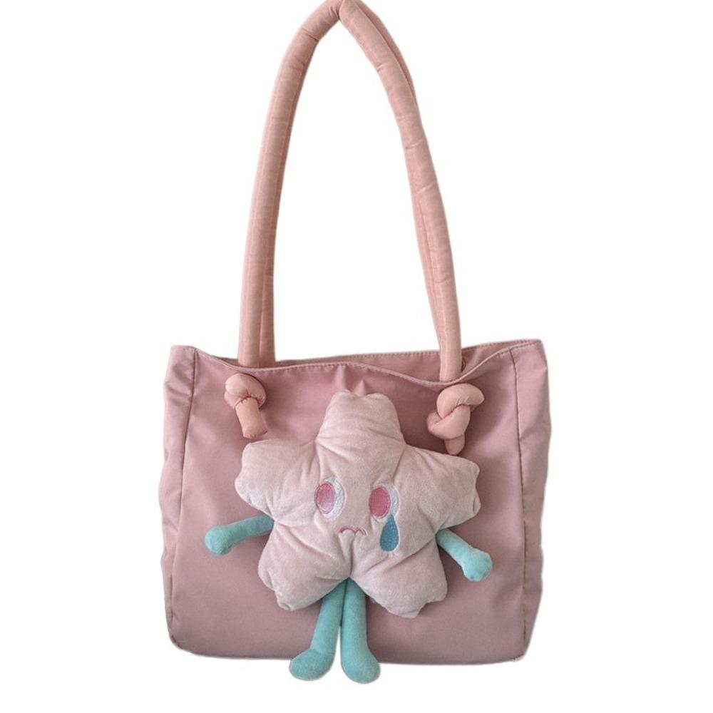 

Легкая Сумка-Тоут Большой Вместимости Нейлоновая Сумка со Сладким Плюшевым Цветком Сумка-Тоут с Цветком Мобильный Телефон Style B