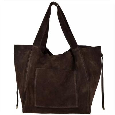 Large Bag Made of Soft Natural Suede Leather, Light XXL, Chocolate Brown