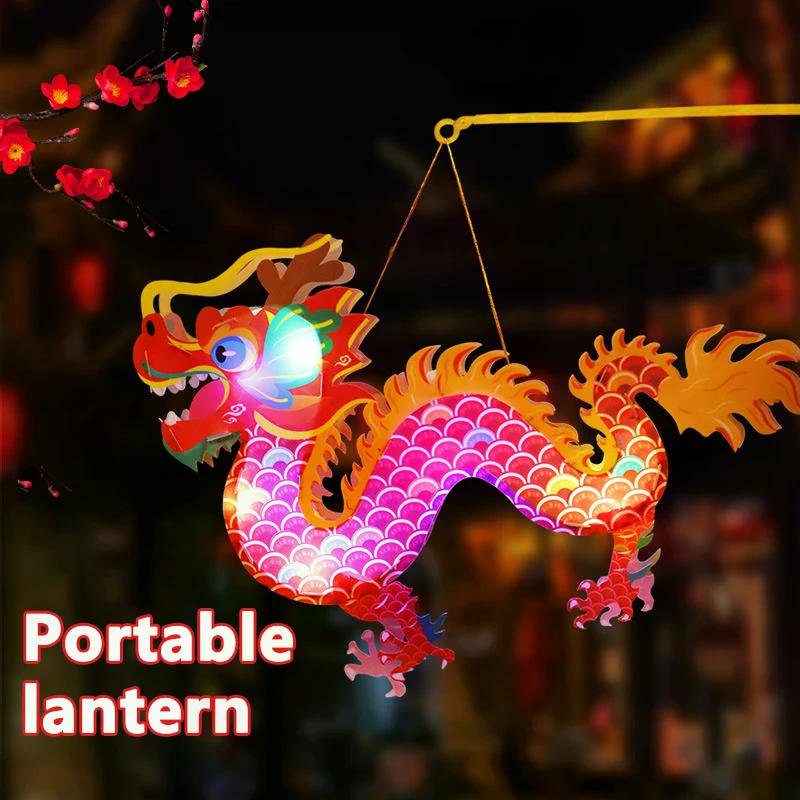 2024 Mid-autumn Festival Lantern Festival Handmade Diy Lantern Material Bag Children's Hand-held Luminous Pvc Dragon Lantern