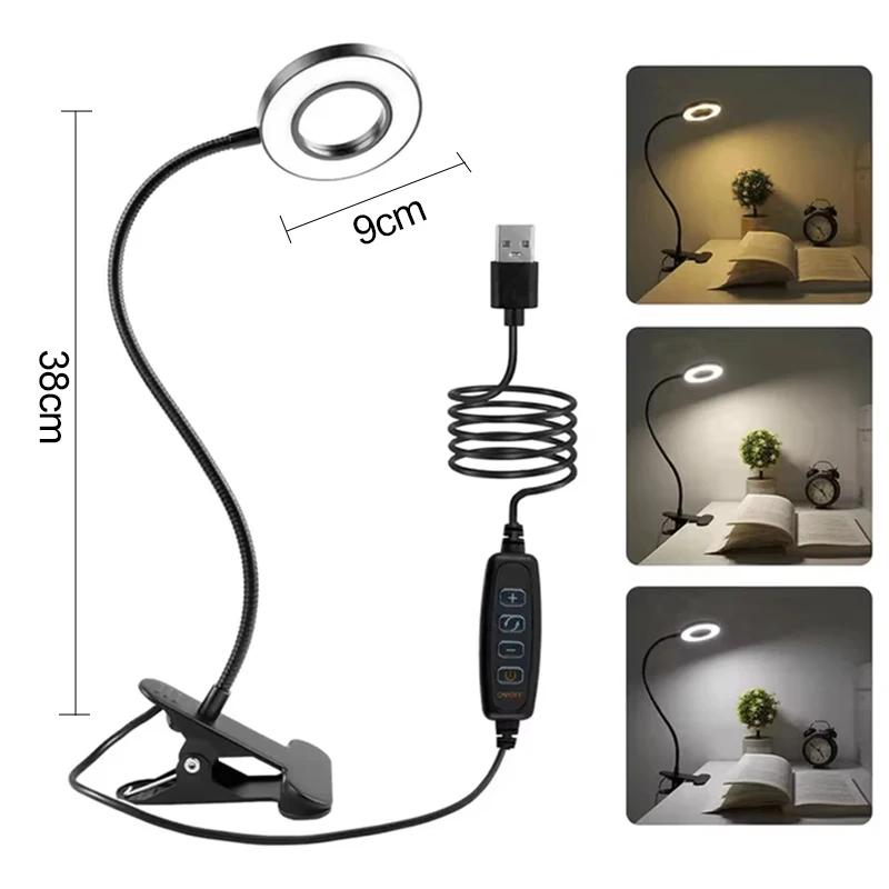LED Reading Light with Clamp 3 Color & 10 Brightness Desk Lamp Flexible Gooseneck Book Lamp Kids Reading Night Light Book Light