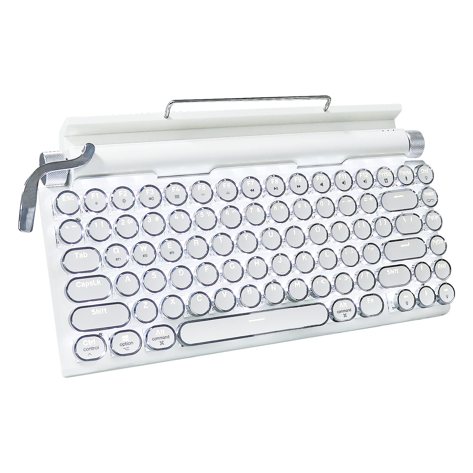 

Retro Mechanical Keyboard LED Backlight 83 Keys Bluetooth Blue Switch Waterproof Dustproof Compatible with Typewriter-style Anti-Collision 5.0 білий