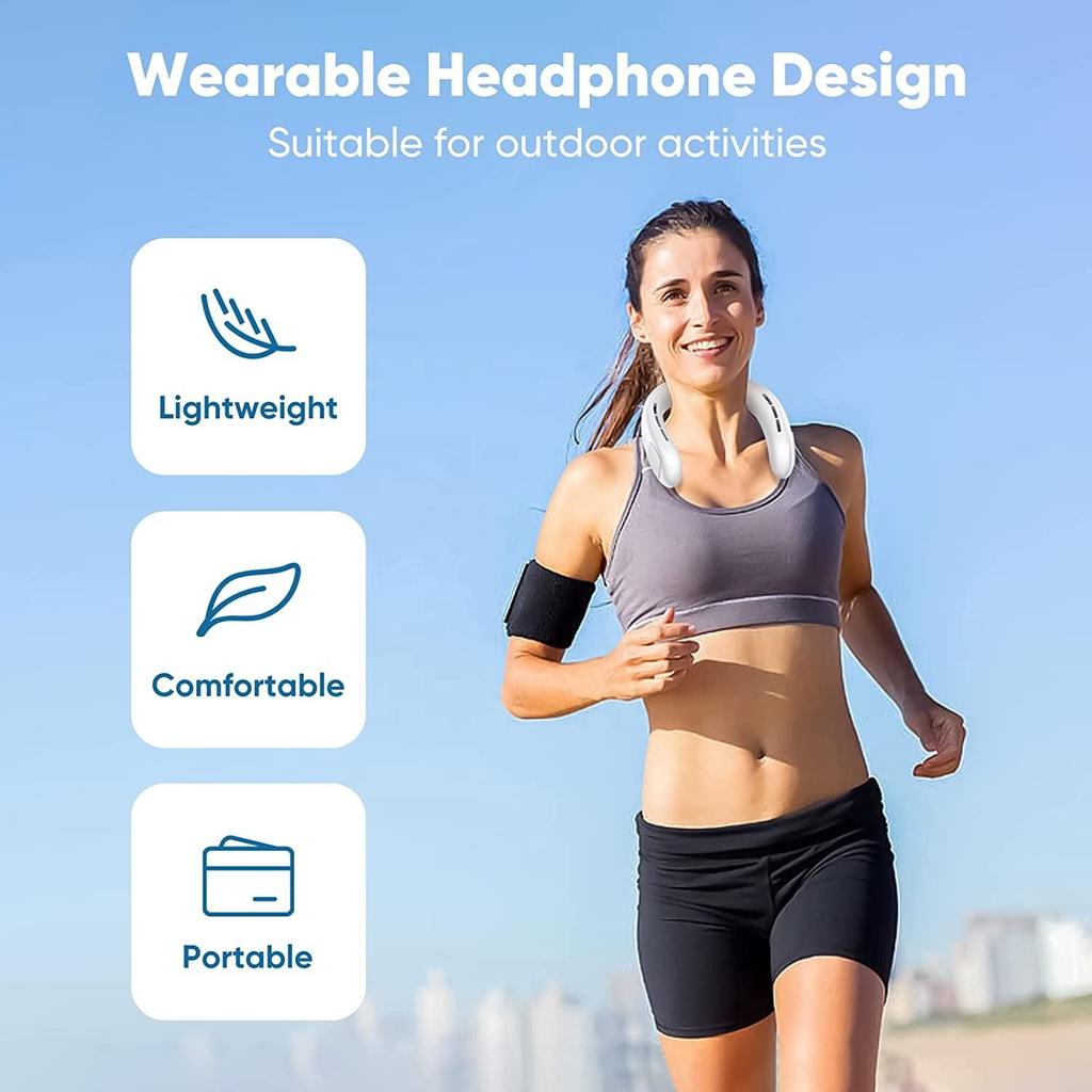 Nouveau Ventilateur de Cou Portable Amélioré 3 Vitesses Fonctionnement Sans Pales Portable Personnel Sans Feuilles, Rechargeable, Design Écouteurs