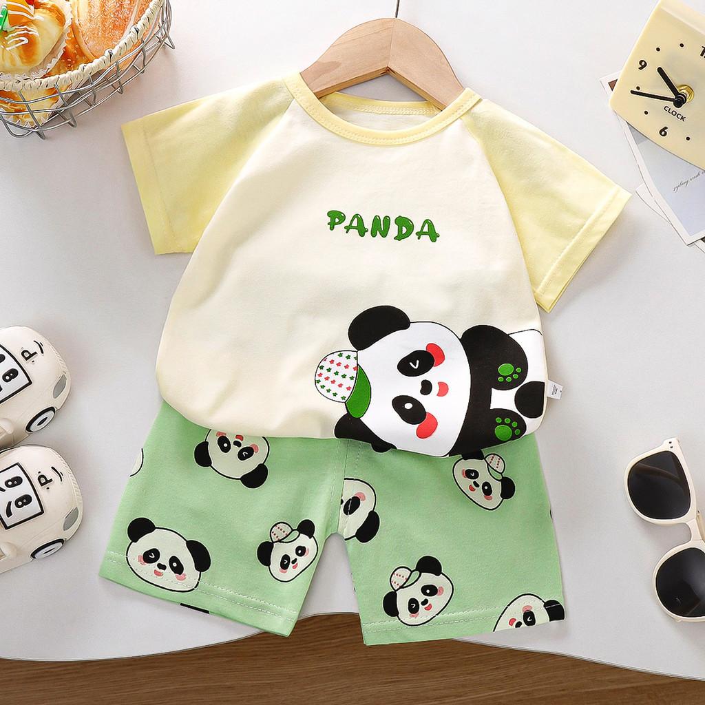 Kids Cartoon Cotton Short Sleeve Sets With Breathable Fabric For Summer Playwear