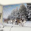 Christmas Art Wall Hanging Tapestry Christmas Tree and Cat Christmas Animal New Years Party Elk Yoga Blanket