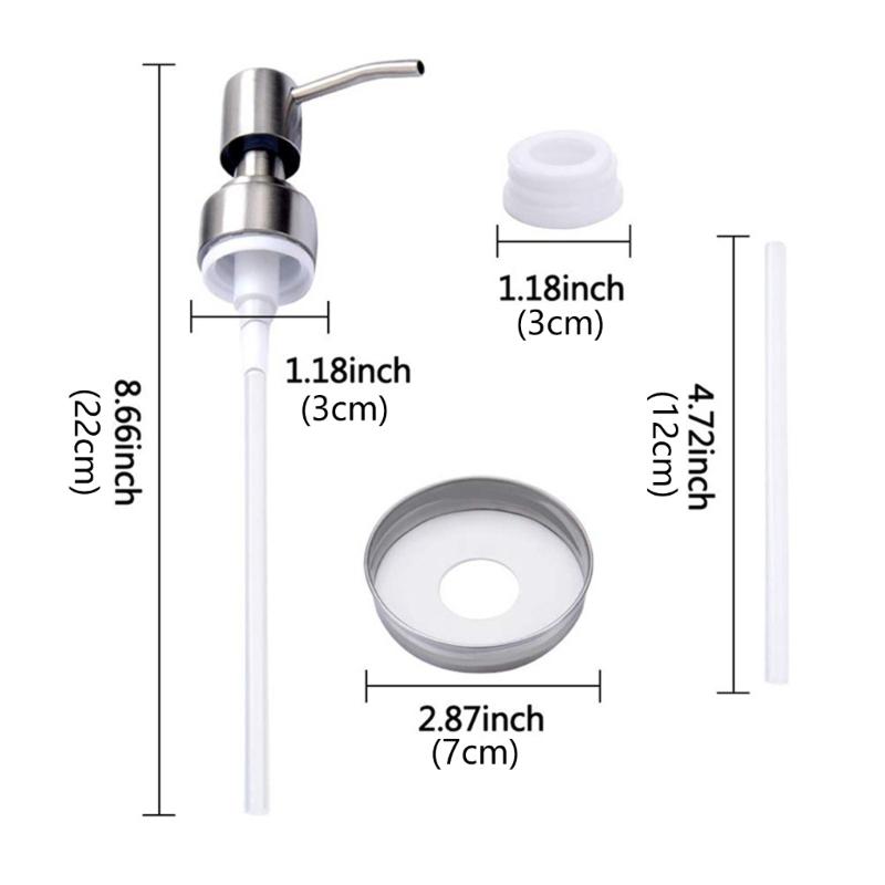 Multipurpose Masons Jar Soap Dispenser Lid Pumps Rustproof Sturdy Stainless Steel for 16 Oz Regular Mouth Jars