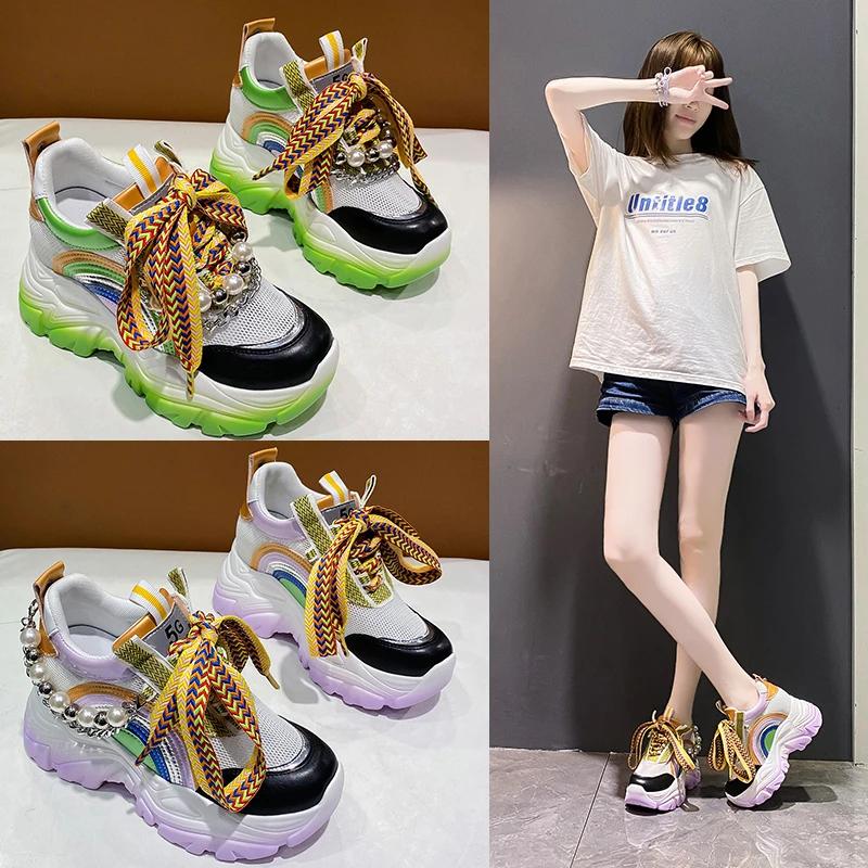 Fashion 8CM Women's Sneakers Retro Style Original Design Shoes Women Fashion Colorful Original Thick Sole Casual Sneakers For Lady