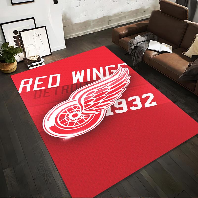 Detroit Red Wings Logo Design Rug Non-slip Rug Suitable for Living Room and Bedroom Sofas.