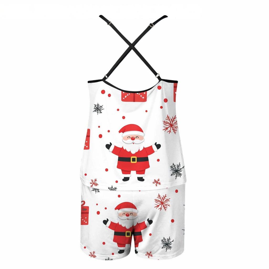 2024 Women's Christmas Print Sleeveless Top & Shorts Pajama Set