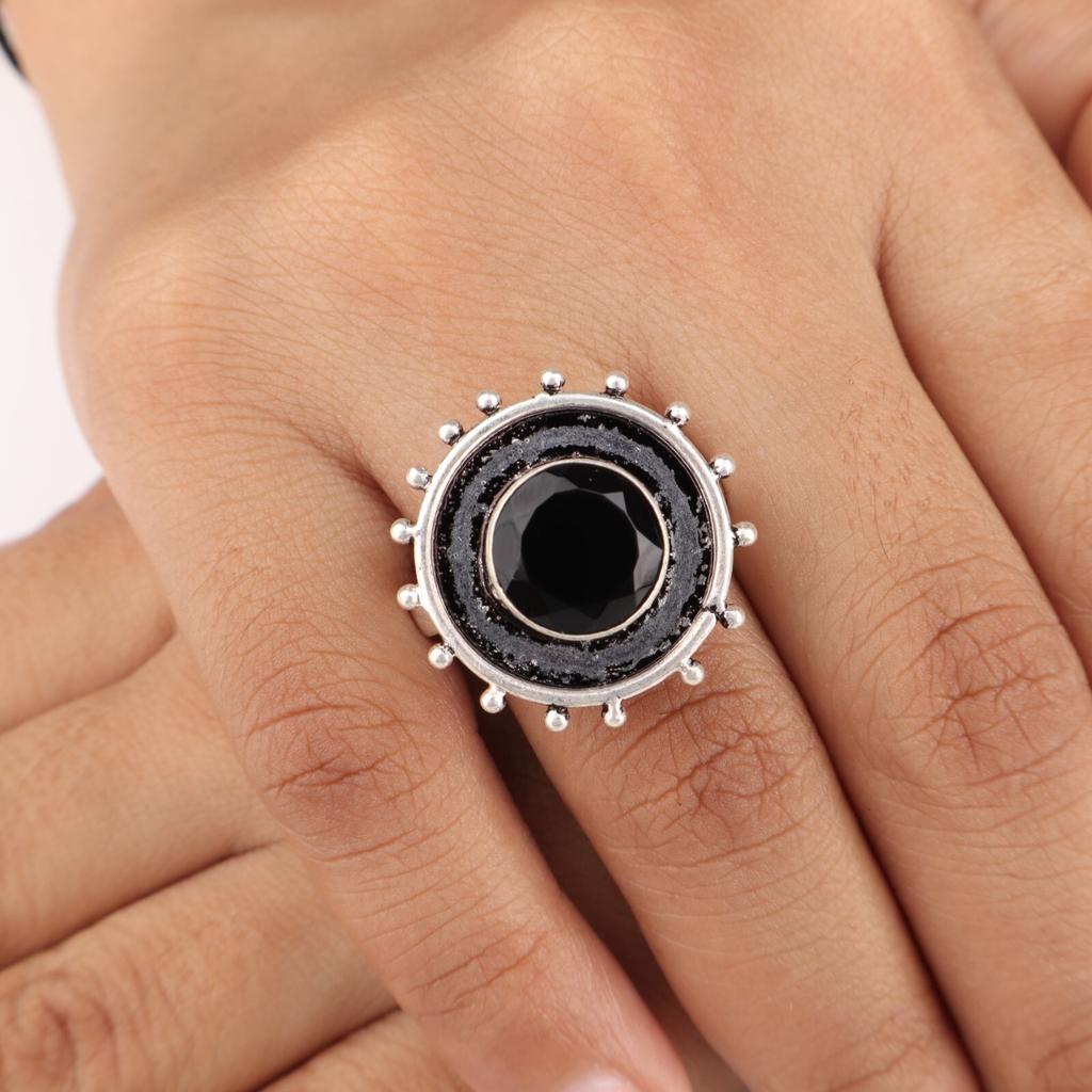 Black Onyx Gemstone 925 Sterling Silver Jewelry Handmade Ring Gift For Wedding RR-49-19