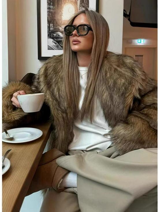 Ευρωπαϊκό & Αμερικανικό Γυναικείο Κοντό Παλτό από Ψεύτικη Γούνα - Απομίμηση Αλεπούς, Χοντρό & Ζεστό για Φθινόπωρο/Χειμώνα