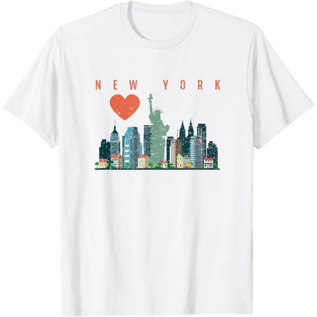 New York City NYC Skyline Heart Distressed Style T-shirt T-Shirt