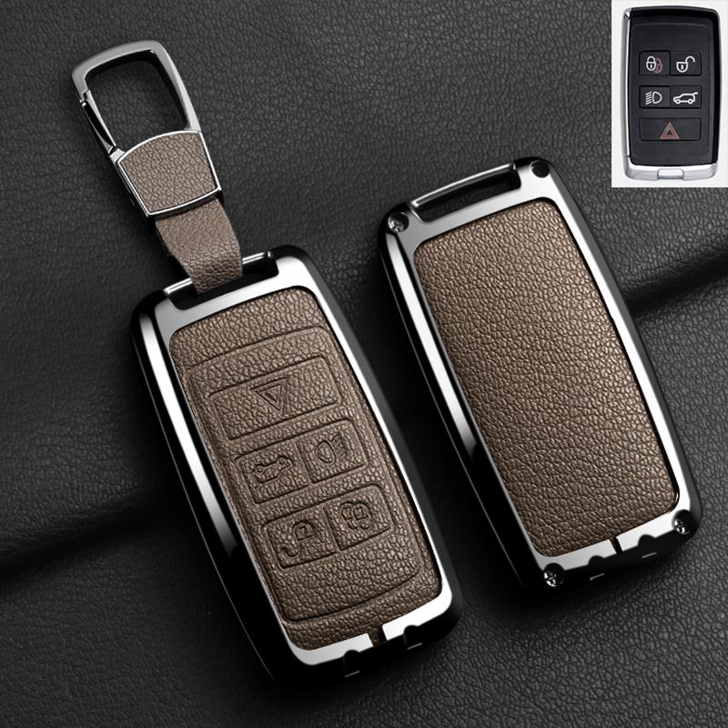 Alloy Leather Car Remote Key Case Cover For Jaguar XF XJ XE S-Type F-Type X-Type F-Pace I-Pace E-Pace Android XFR XKR Keychain