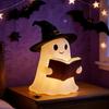 Halloween Ghost Reading Night Light - Cute Resin Book Shelf Ornament