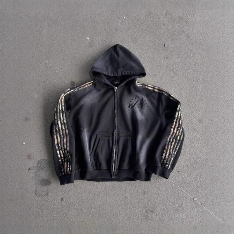 European and American High Street Casual Autumn and Winter Unisex Zipper Hooded Sweatshirt