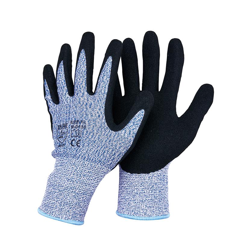 N-D133 CE Certified Cut Resistant Level 5 High Quality Anti Slip Sandy Nitrile Coated Gloves Safety Working Industrial