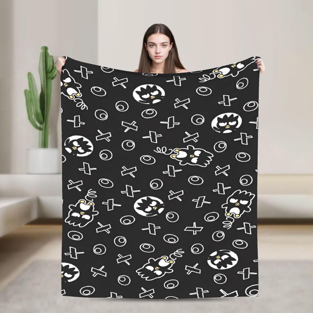 Kawaii Black Penguin Blanket Bad Badtz Maru Super Warm Pattern Plush Throw Blanket For Couch Bed Flannel Bedspread Bed Cover
