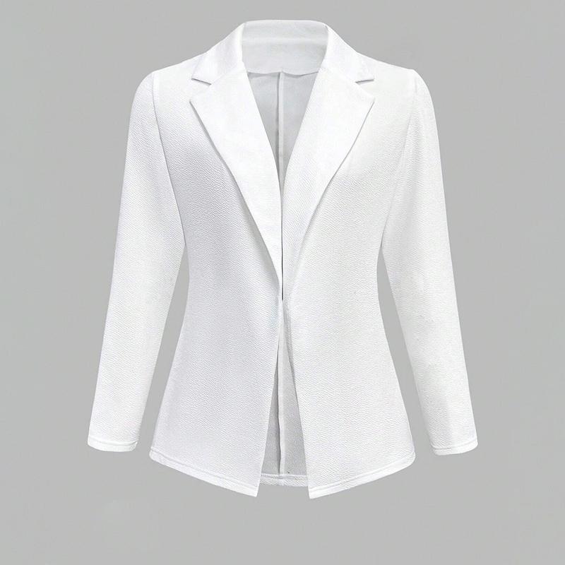 Women Autumn Winter Tailored Collar Long Sleeve Solid Color Suit Coat Cardigan