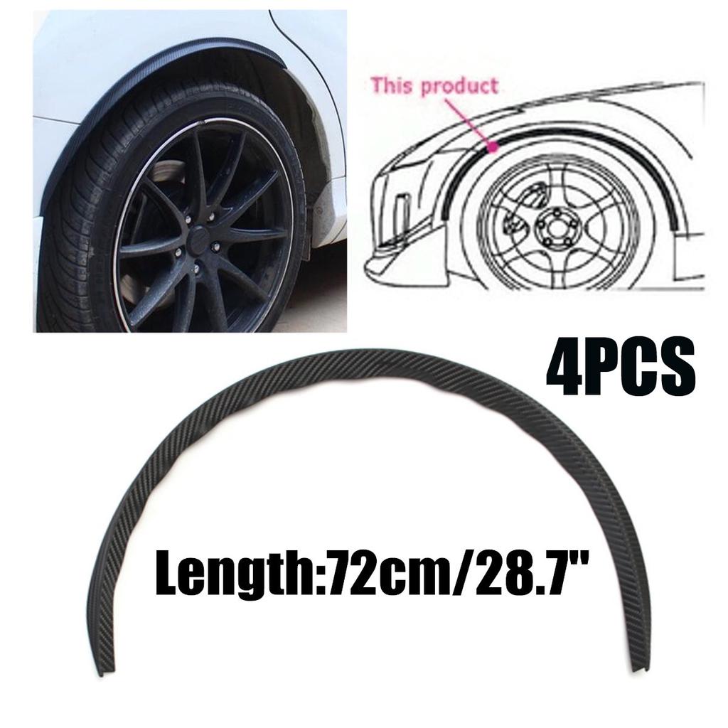 4PCS Carbon Fiber Car Wheel Eyebrow Arch Trim Lips Bumper Fender Soft Rubber Strip
