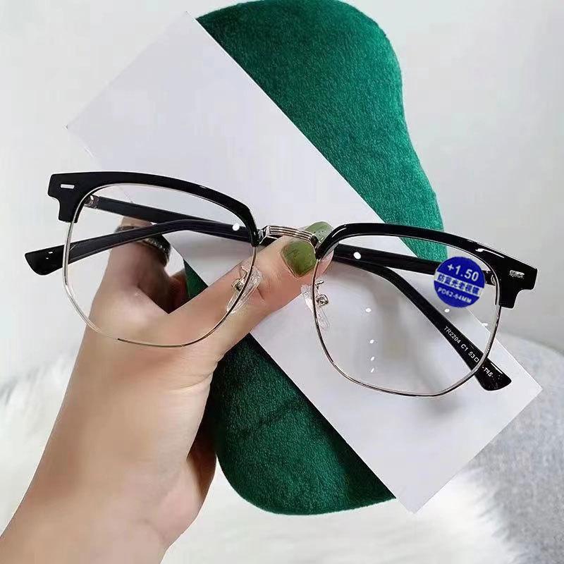 Fashion Square Glasses Anti-blue Light Glasses Men Semi Rimless Eyewear for Women Office Computer Goggle