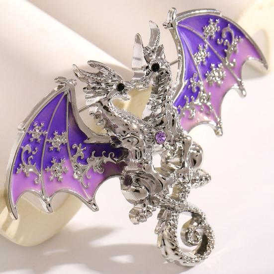 Yousheng Two-Headed Dragon Design Brooch, Gradient Enamel Electroplated Finish Safety Pin, Fade-Resistant Brooch for Suits Coats Bags