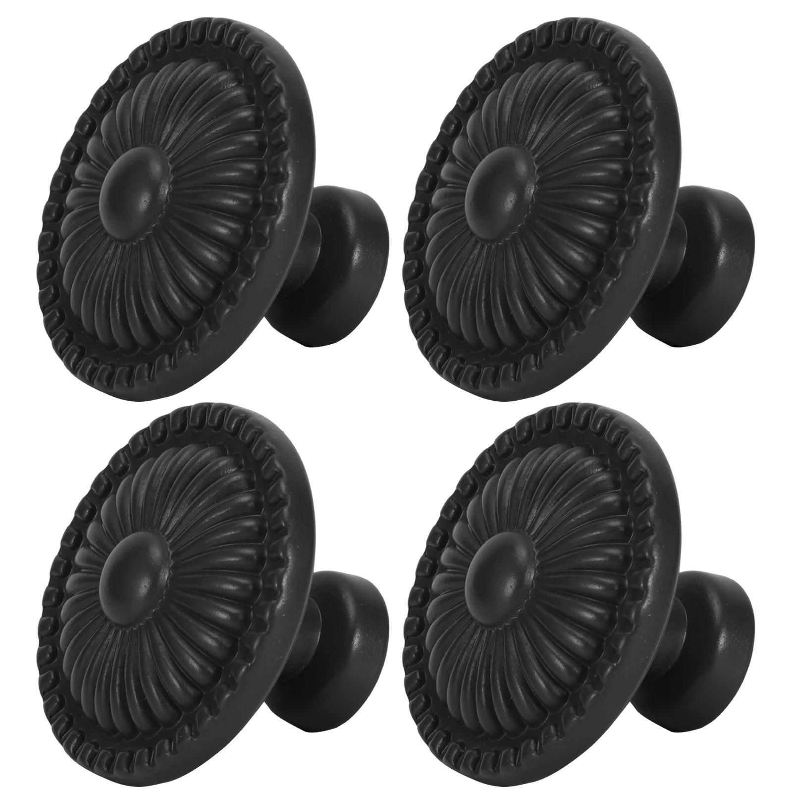 

4 Sets Zinc Alloy Handle Single Hole Round Doorknob for Wardrobe Kitchen Cupboard388 Black