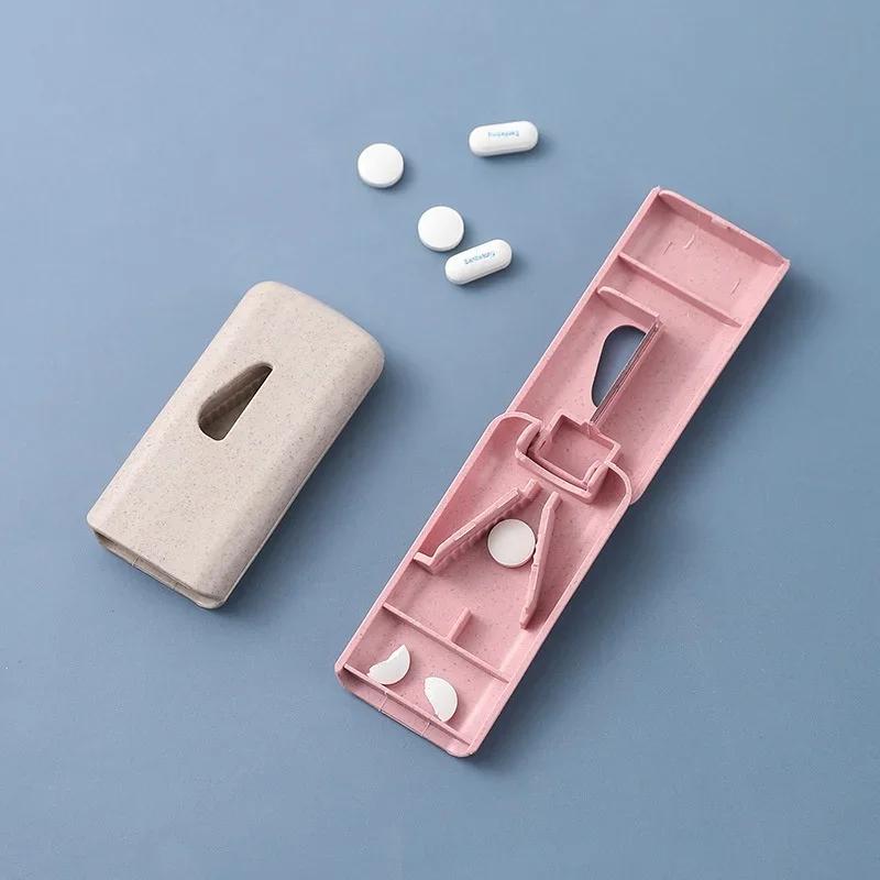1pc Mini Useful Portable Medicine Pill Holder Tablet Cutter Splitter  Case Storage Box Divider