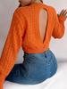 Autumn Winter Sexy Low Back Button Hollow Long Sleeve Turtleneck Sweater Women's Clothing