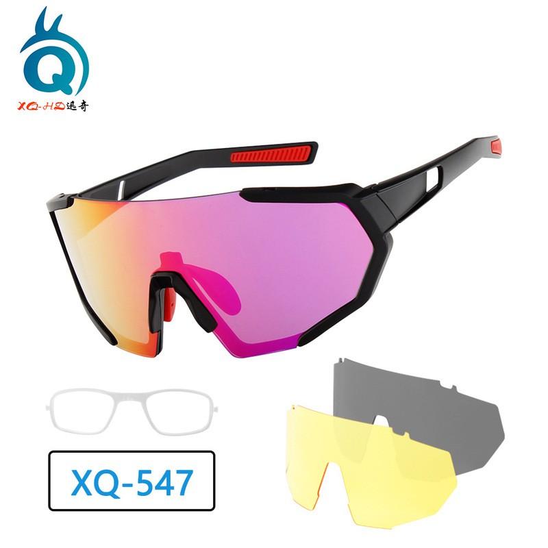 Sport Cycling Sunglasses With Interchangeable Lenses Polarized Windproof Running Marathon Outdoor Activities Black-Red Frame - Flame Red Lens