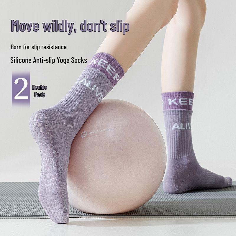 

Women s Non-Slip Yoga Socks - Mid-Tube, Breathable & Silicone-Gripped for Indoor Fitness and Aerobics, Ideal for Autumn & Winter помаранчевий