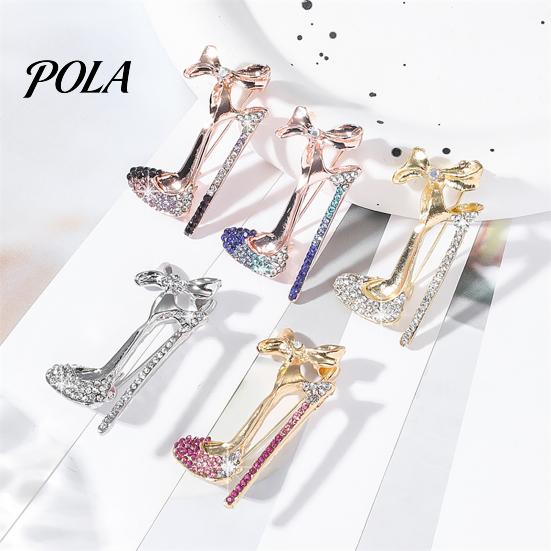 Brooch Pin, High Heels Bow Shape Lapel Pin with Sparkling Rhinestones, Women Badge for Suits Coats Bags Accessories