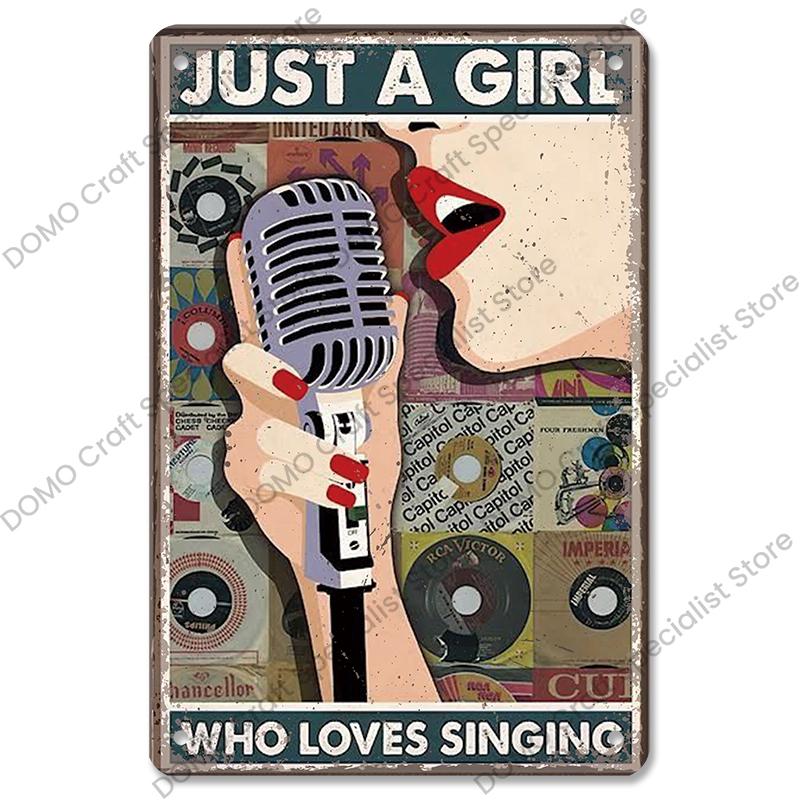 Retro Music Poster Metal Tin Signs Music CD Radio Guitar Singer Vintage Metal Plate Wall Decor Music Party Bar Club Living Room