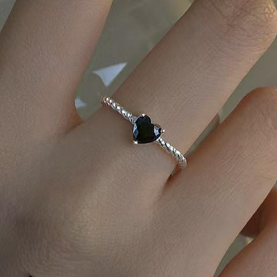 Ретро Геометрическое Черное Циркониевое Плетеное Регулируемое Кольцо Adjustable Open