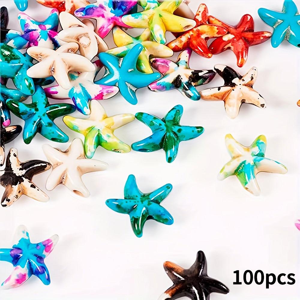 100pcs Turquoise Sea Turtle Zhuhai Star Bead Colorful Marine Life Bead Craft Bead Jewelry Making Bracelet Necklace Foot Chain DIY Supplies