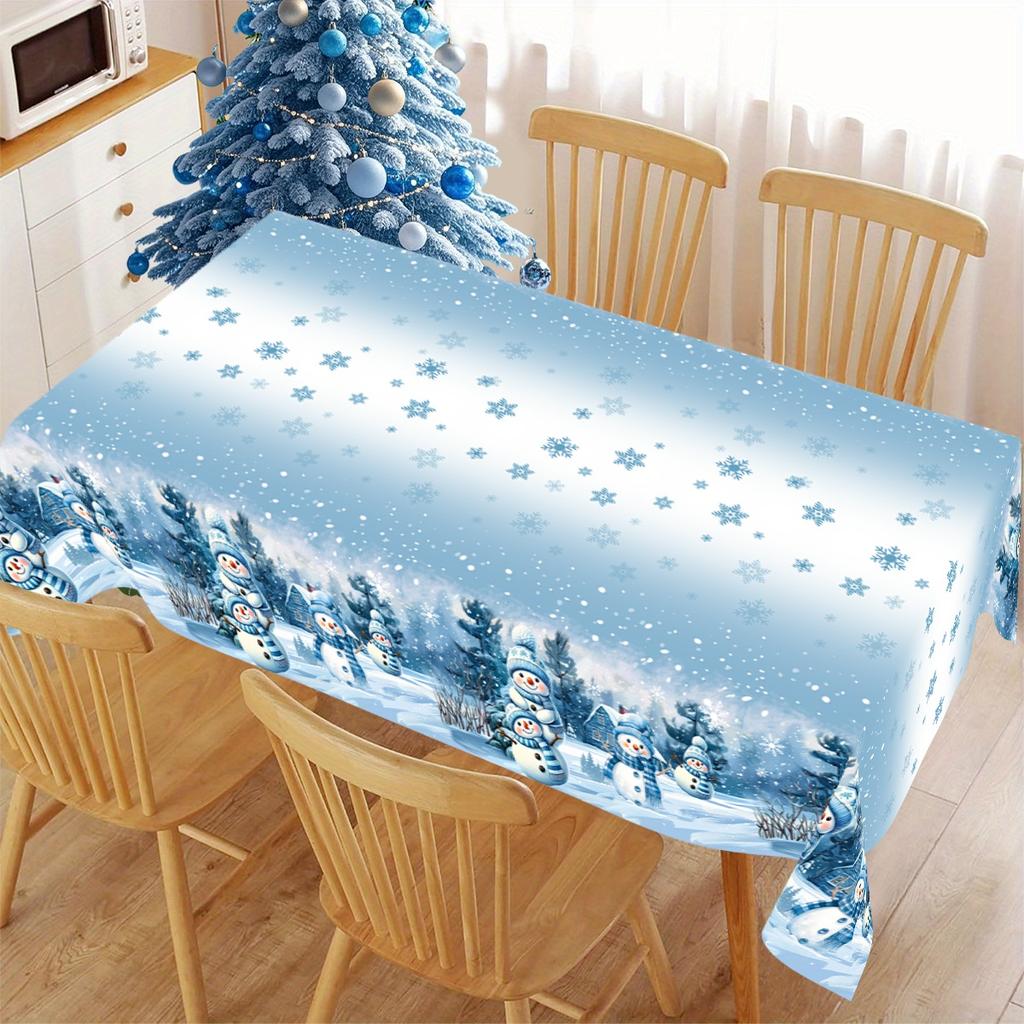 Blue Winter Wonderland Plastic Tablecloth Christmas Decoration For Home  Xmas Table Cover Navidad Noel Decor New Year