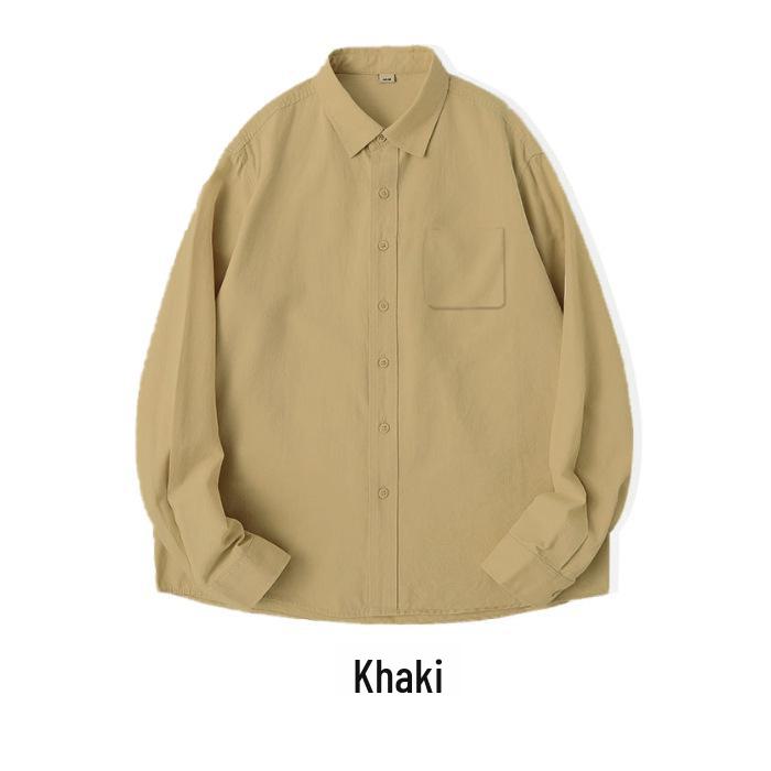 

Лето 2025 г. Легкая роскошная рубашка из чистого хлопка свободного кроя с прямыми плечами и длинными рукавами XX-Large