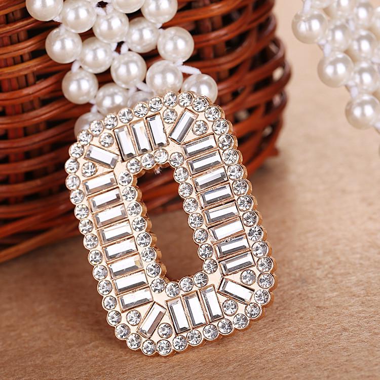 Women's Rhinestone & Pearl Elastic Waist Chain - Versatile and Stylish Fashion Cincher