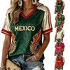 Women's V-Neck Lightweight T-Shirt with Soccer Print for Spring and Summer
