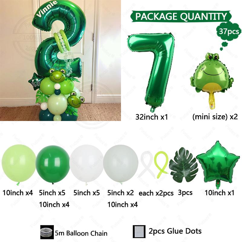 

37pcs Mini Frog Balloon Green Number Birthday Balloon Set Cartoon Animal Theme Party Decoration Children s Baptismal Supplies other