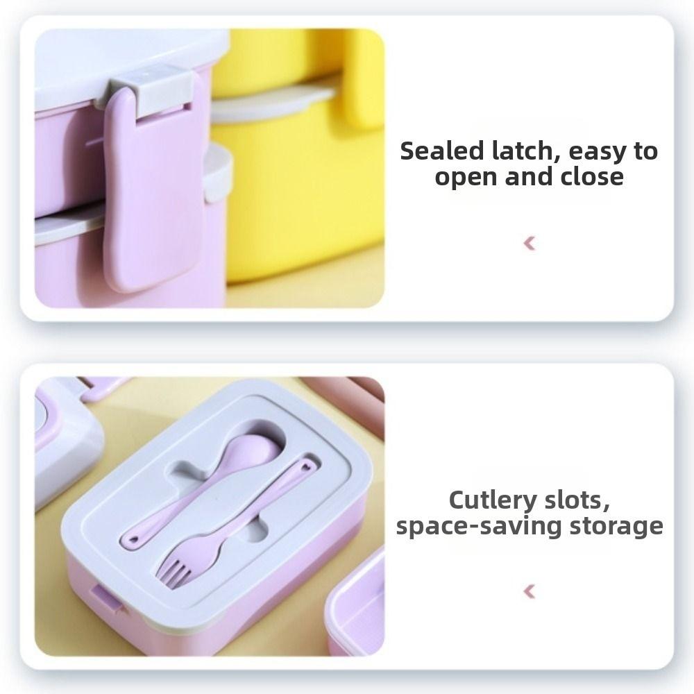 Plastic Food Storage Box Double Layered Food Containers Cute Portable Lunch Box  Office