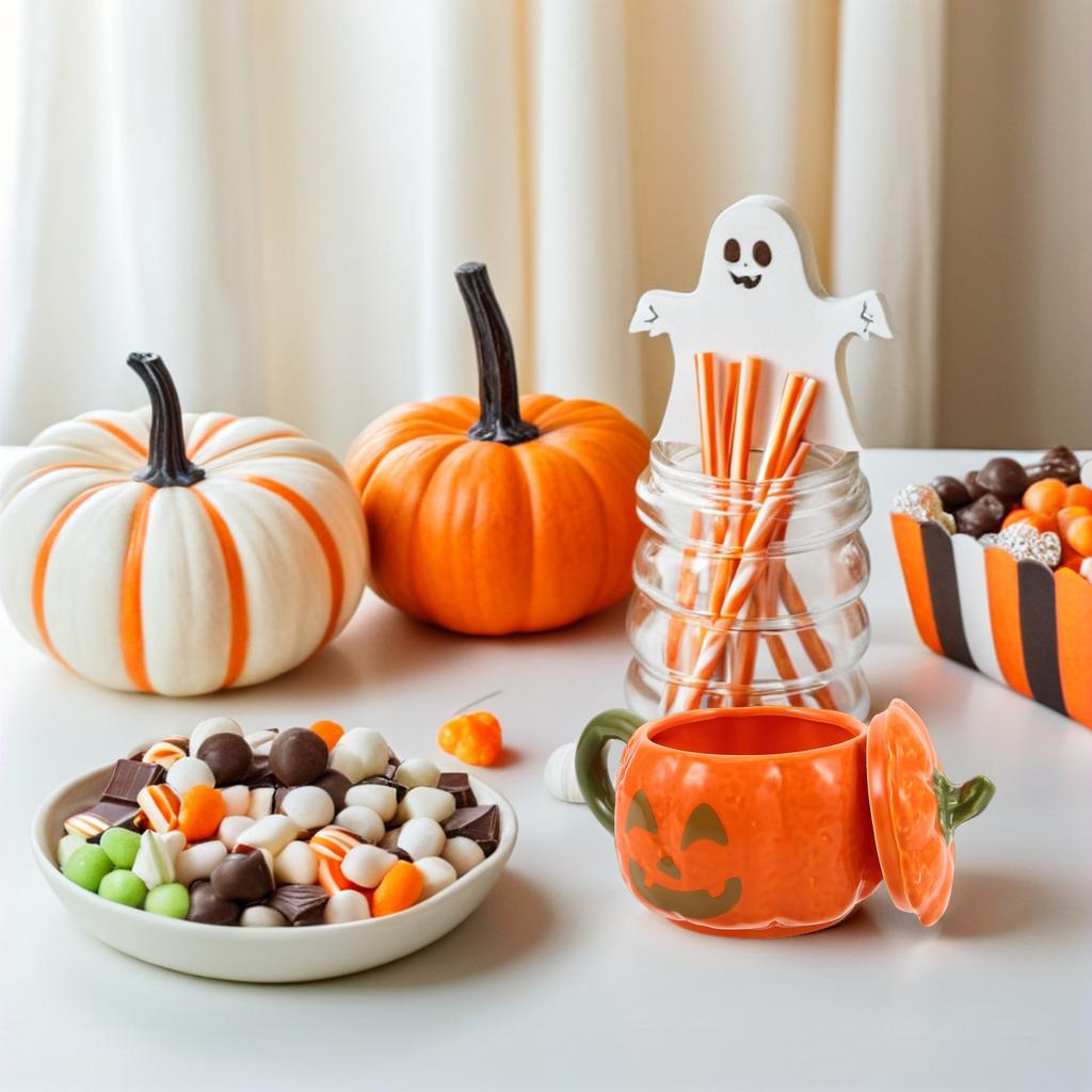 Halloween Pumpkin Mug Ceramic with Lid Cute Pumpkin Drinkware Fall Coffee Cup Trick Or Treat Kitchen Decor Cappuccino Mug