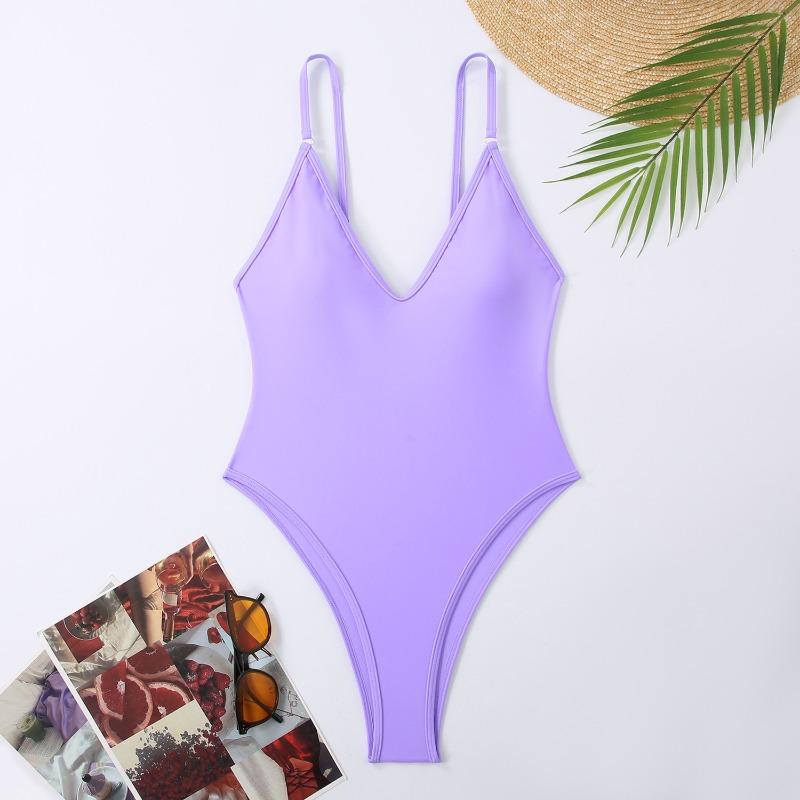 New sexy women's one-piece swimsuit solid color multi-color swimsuit